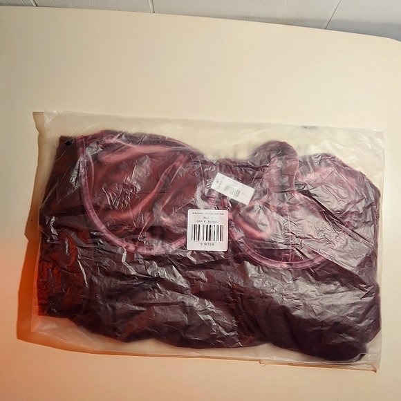 ❤️NWT VINTAGE TORRID LINGERIE BABYDOLL CHEMISE VELOUR LACE SHEER MESH WINE PLUS - Picture 4 of 12